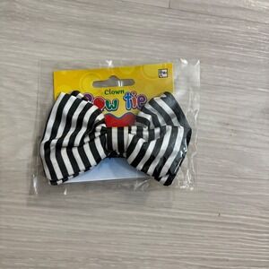 Clown Bow Tie Costume Accessory Kids Black White Striped Novelty